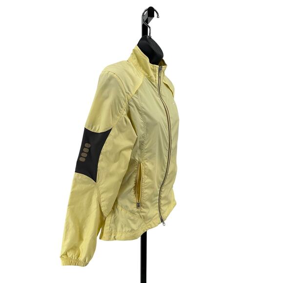 Nike Windbreaker Jacket WMNS S Yellow Full Zip, Reflective Sleeves, Lightweight - Picture 5 of 13